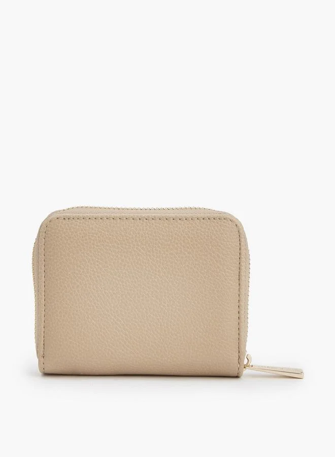 Flora Bella By Shoexpress Beige Textured Wallet With Zip Closure for Women | Best Price UAE